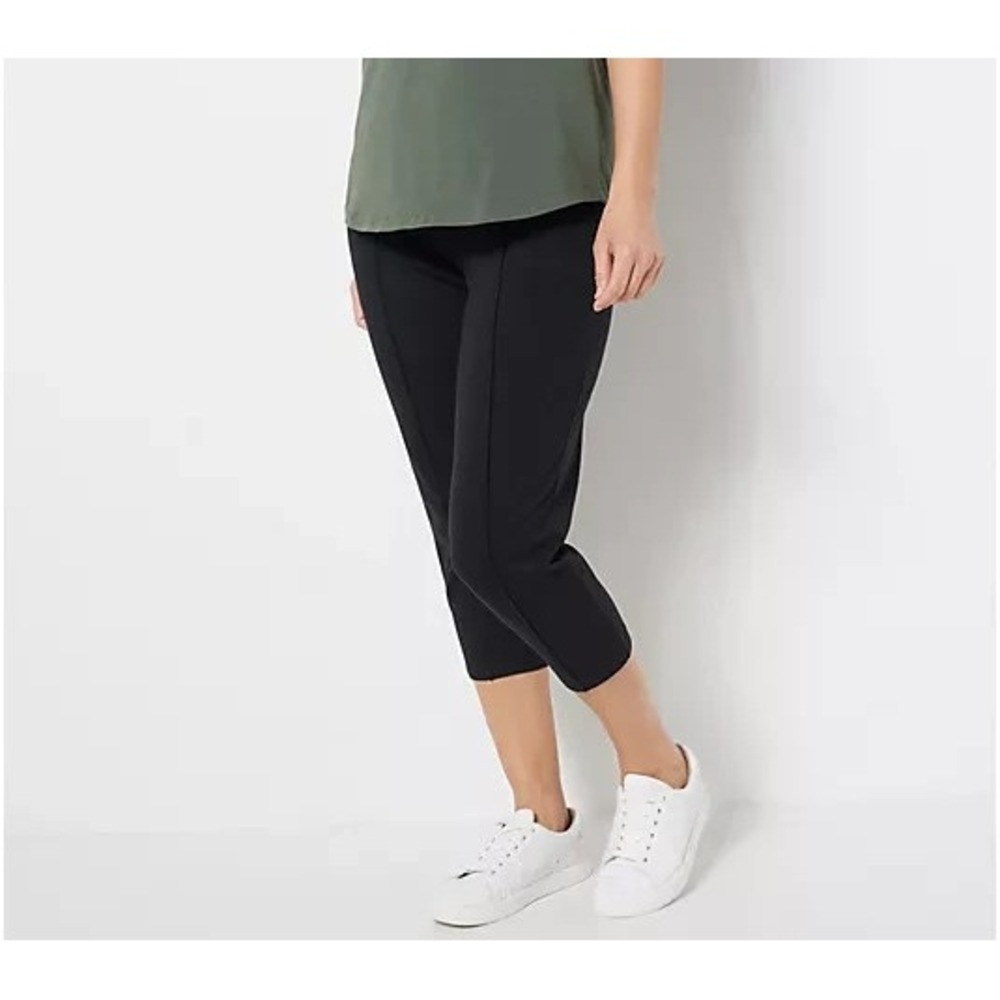 Denim & Co. Petite Active French Terry Crop Pant Black, Petite Small #53T